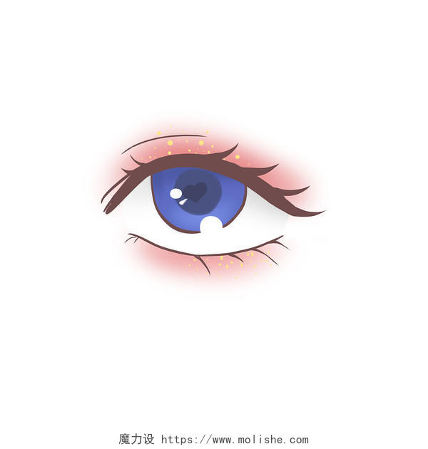 蓝色眼睛睁开卡通眼睛元素插画插图PNG素材